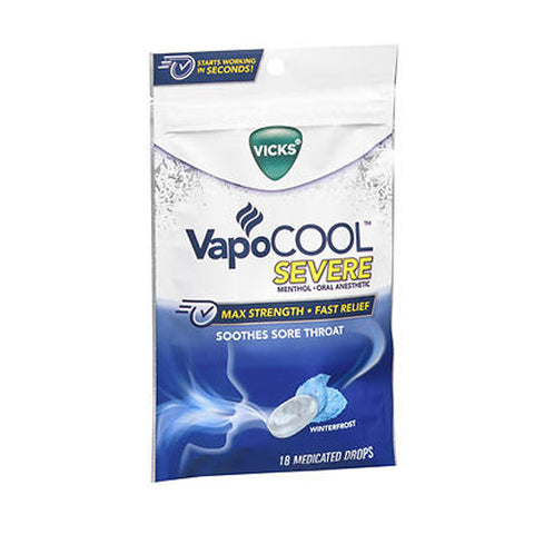 Vicks, Vapocool Severe Menthol Oral Anesthetic Medicated Drops Winterfrost, 18 Each Vicks