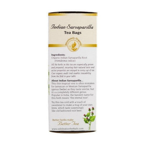 Celebration Herbals, Organic Sarsaparilla Root, 24 Bags Celebration Herbals
