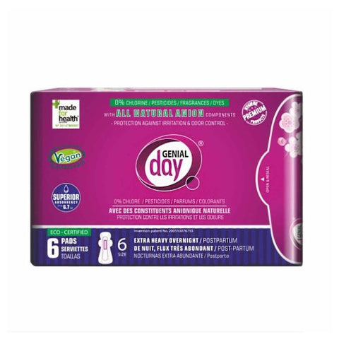 Genial Day, Heavy Postpartum Flow Pads, 6 Count Genial Day