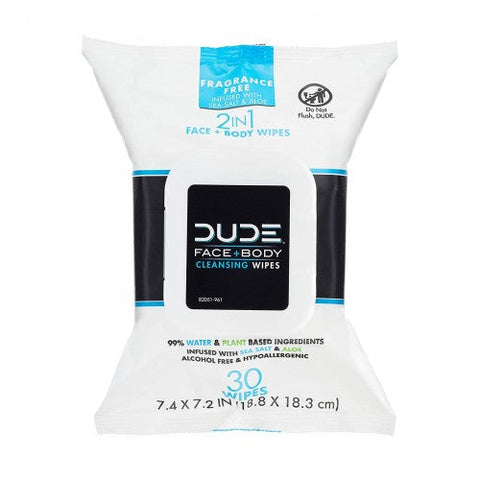 Dude Wipes, Face And Body Wipes For Sensitive Skin Sea Salt And Aloe Unscented, 30 Count Dude Wipes