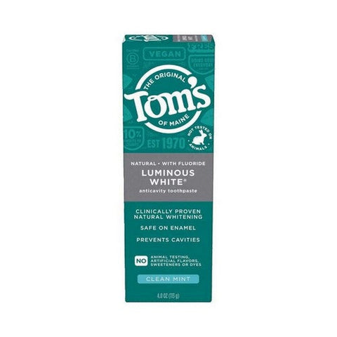 Tom's Of Maine, Luminous White Anticavity Toothpaste With Fluoride Clean Mint, Clean Mint 4 Oz Tom's Of Maine
