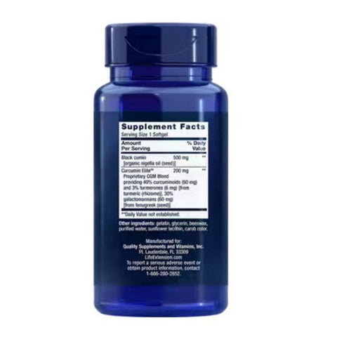 Life Extension, Black Cum in Seed Oil & Curcumin Elite Turmeric Extract, 60 soft gels Life Extension
