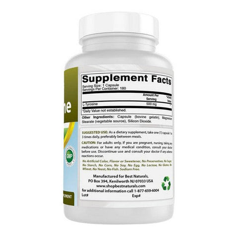 Best Naturals, L-Tyrosine, 500 mg, 180 Caps