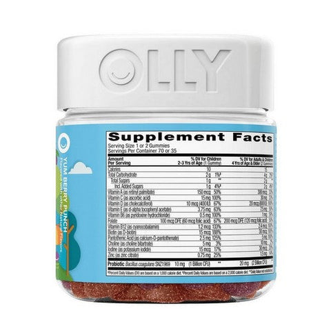 Olly, Kids' Multivitamin Plus Probiotic Gummiescberry Punch, 0, 70 Gummies Olly