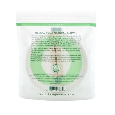 Earth Therapeutics, Organic Cotton Exfoliating Round Sponge, 0, 1 Unit Earth Therapeutics