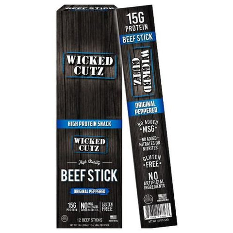 Wicked Cutz, Peppered Beef Stick, 12 each Wicked Cutz