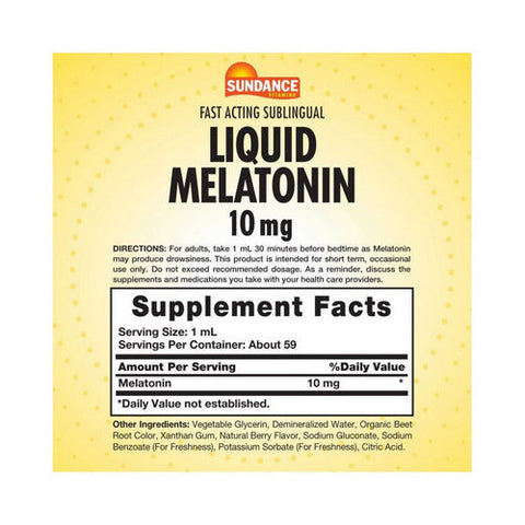 Sundance, Liquid Melatonin, 10 mg, Natural Berry Flavor 2 Oz Sundance