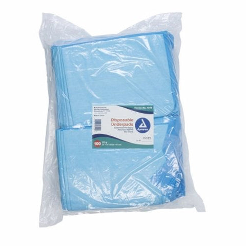 Dynarex, Disposable Underpad Fluff Light Absorbency 23 X 24 Inch, Pack Of 100 Dynarex