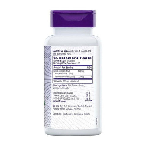 Natrol, Brain Health Ginkgo Biloba, 120 MG, 60 Capsules Natrol