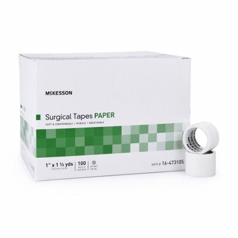 McKesson, Medical Tape McKesson Paper 1 Inch X 1-1/2 Yard White NonSterile, Case Of 8 McKesson