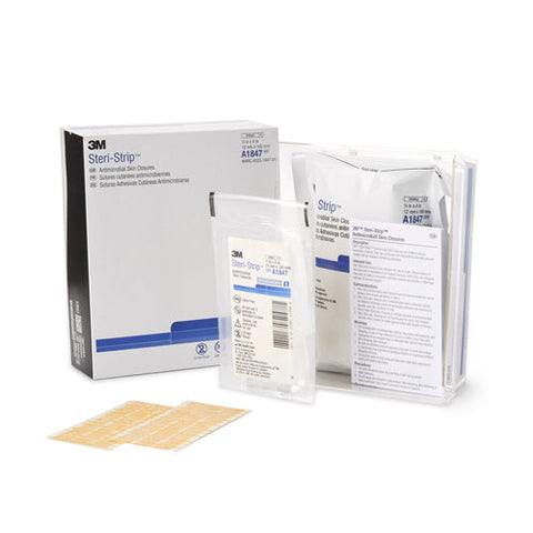 3M, Antimicrobial Skin Closure Strip Steri-Strip Antimicrobial 1/2 X 4 Inch Nonwoven Material Reinforced Strip Tan, Box Of 50 3M