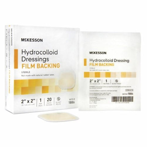 McKesson, Hydrocolloid Dressing Waterproof Film Backing 2 X 2 Inch Square 1886, Count of 1 McKesson