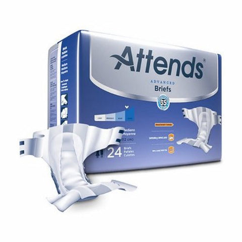 Attends, Unisex Adult Incontinence Brief Attends  Advanced Tab Closure Medium Disposable Heavy Absorbency, Case Of 4 Attends