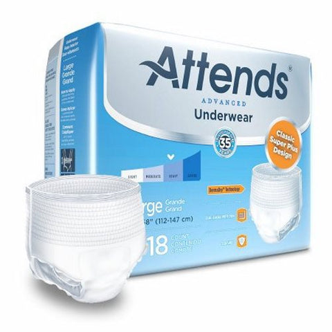 Attends, Unisex Adult Absorbent Underwear Advanced Pull On with Tear Away Seams Large Disposable Heavy Absorbency, Case Of 4 Attends