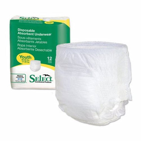 Principle Business Enterprises, Unisex Youth Absorbent Underwear Select  Pull On with Tear Away Seams Pediatric Disposable Heavy Abs, Count of 12 Principle Business Enterprises