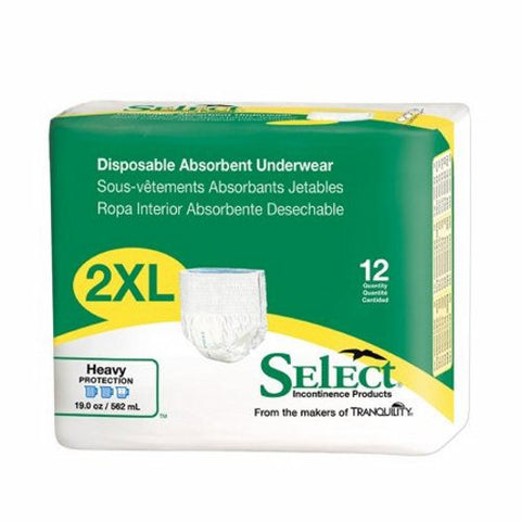 Principle Business Enterprises, Unisex Adult Absorbent Underwear Select  Pull On with Tear Away Seams 2X-Large Disposable Heavy Abso, Count of 12 Principle Business Enterprises