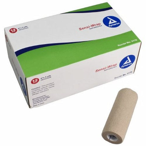 Dynarex, Cohesive Bandage Sensi-Wrap 6 Inch X 5 Yard Standard Compression Self-adherent Closure Tan NonSteril, Case Of 1 Dynarex