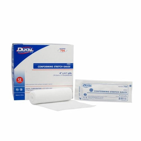 Dukal, Conforming Bandage Dukal Polyester / Rayon 1-Ply 4 Inch X 4-1/10 Yard Roll Shape Sterile, Count of 12 Dukal