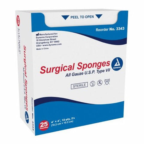 Dynarex, Gauze Sponge 4 X 4 Inch 12-Ply Sterile 3343, Box Of 1 Dynarex