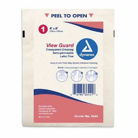 Dynarex, Transparent Film Dressing View Guard Rectangle 6 X 8 Inch 2 Tab Delivery Without Label Sterile, Count of 80 Dynarex