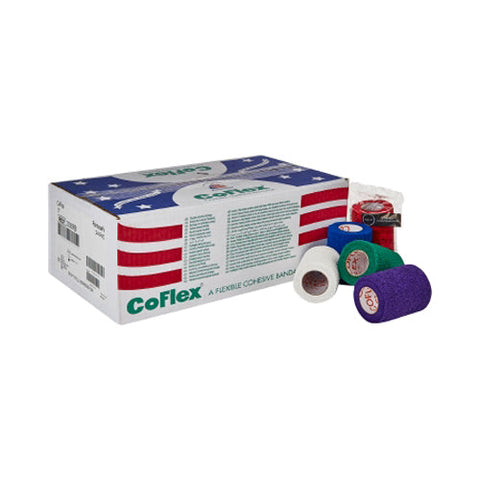Andover Coated Products, Cohesive Bandage CoFlex  3 Inch X 5 Yard Standard Compression Self-adherent Closure Teal / Blue / Wh, Count of 24