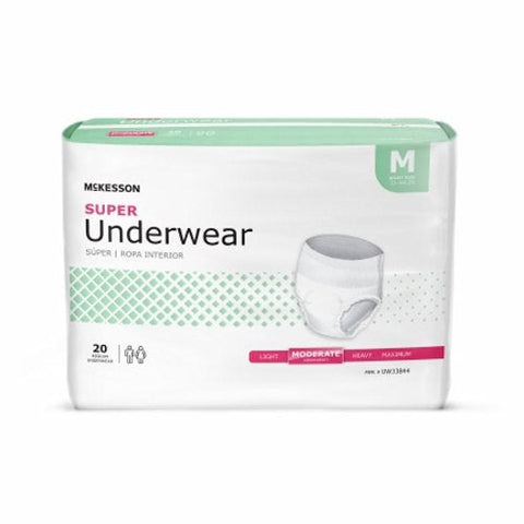 McKesson, Unisex Adult Absorbent Underwear Pull On with Tear Away Seams Medium Disposable Moderate Absorbency, Case Of 4 McKesson