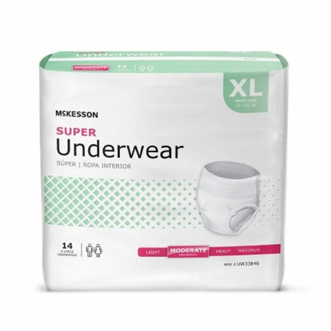 McKesson, Disposable Underwear Pull On with Tear Away Seams X-Large Moderate, Case Of 4