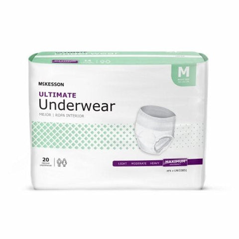 McKesson, Unisex Adult Absorbent Underwear Pull On with Tear Away Seams Medium Disposable Heavy Absorbency, Count of 16 McKesson