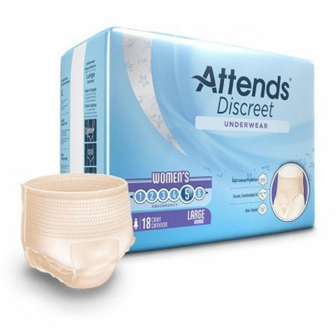Attends, Female Adult Absorbent Underwear Discreet Pull On with Tear Away Seams Large, Count of 18 Attends