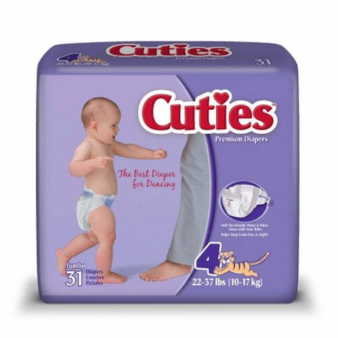 First Quality, Unisex Baby Diaper Cuties  Tab Closure Size 4 Disposable Heavy Absorbency, 1 Pack First Quality