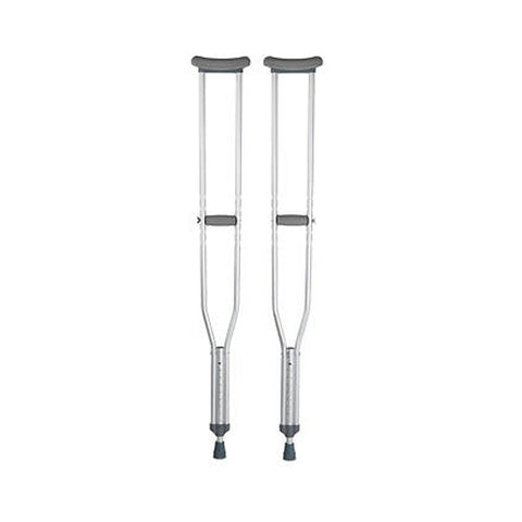 McKesson, Underarm Crutches McKesson Aluminum Frame Tall Adult 350 lbs. Weight Capacity Push Button / Wing Nut, 1 Pair McKesson