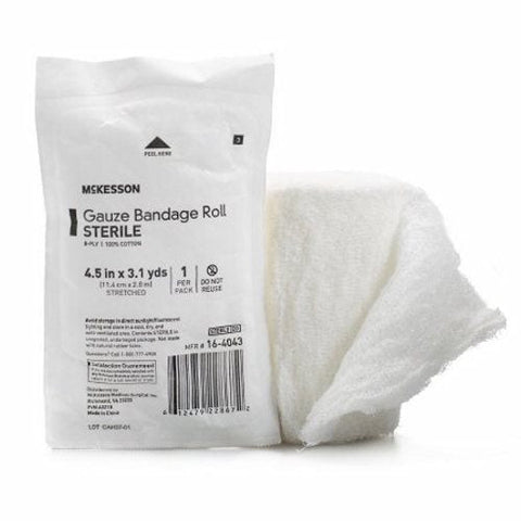 McKesson, Fluff Bandage Roll McKesson Cotton 6-Ply 4-1/2 Inch X 3-1/10 Yard Roll Shape Sterile, Count of 100 McKesson
