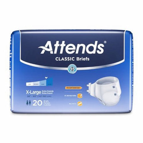 Attends, Unisex Adult Incontinence Brief Attends  Classic Tab Closure X-Large Disposable Heavy Absorbency, Count of 4 Attends