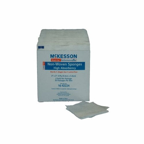 McKesson, NonWoven Sponge McKesson Polyester / Rayon 4-Ply 2 X 2 Inch Square Sterile, Box Of 50 McKesson