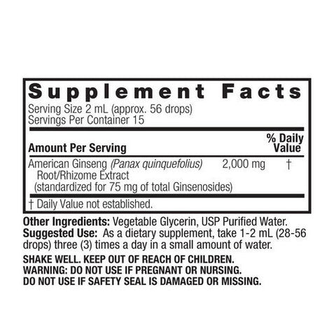 Nature's Answer, Standardized American Ginseng Extract Alcohol-Free, 2000 Mg, 1 Oz Nature's Answer