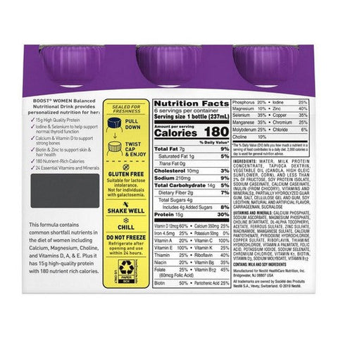 Nestle Healthcare Nutrition, Boost Balanced Nutritional Drink for Women, 8 Oz Boost
