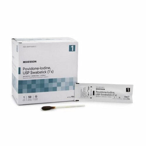 McKesson, Impregnated Swabstick McKesson 1 Pack Individual Packet 10% Strength Povidone-Iodine, Box Of 50 McKesson