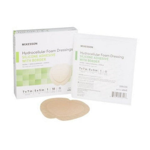 McKesson, Foam Dressing 7 X 7 Inch With Border Film Backing Silicone Gel 4845, 1 Each