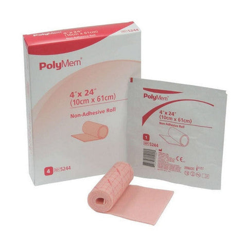 Polymem, Foam Dressing 4 X 24 Inch Without Border Film Backing Nonadhesive 5244, Box Of 4 Polymem