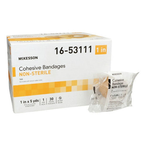 McKesson, Cohesive Bandage 1 Inch X 5 Yard Self-Adherent Closure Tan NonSterile 16-53111, Count of 1 McKesson