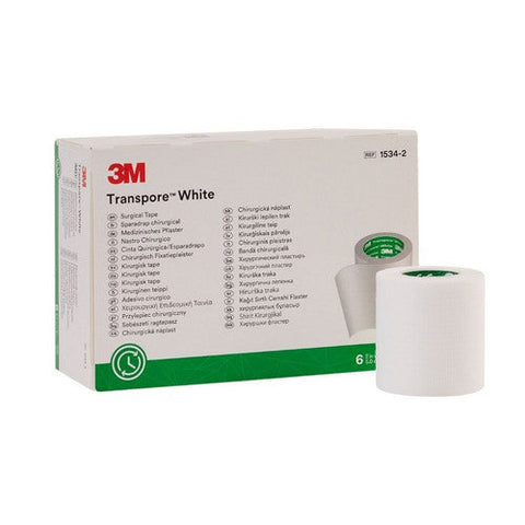 3M, Medical Tape Transpore White 2 Inch X 10 Yard Plastic NonSterile, Box Of 6 3M