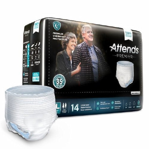 Premier Pull On Unisex Adult Absorbent Underwear With Tear Away Seams X-Large Disposable Heavy Absorbency Count of 14 by Attends