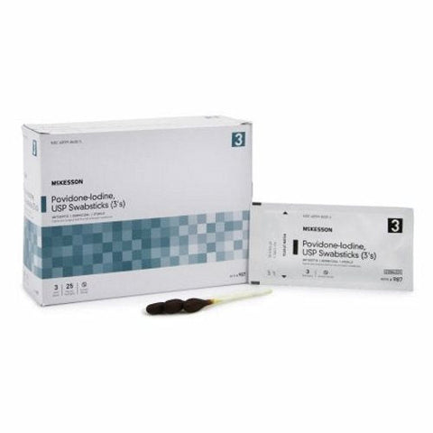 McKesson, Impregnated Swabstick McKesson 3 Pack Individual Packet 10% Strength Povidone-Iodine, Case Of 10 McKesson