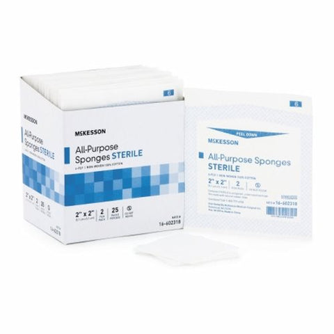 McKesson, Nonwoven Sponge 2 X 2 Inch 4-Ply Sterile 16-602318, Case Of 60 McKesson