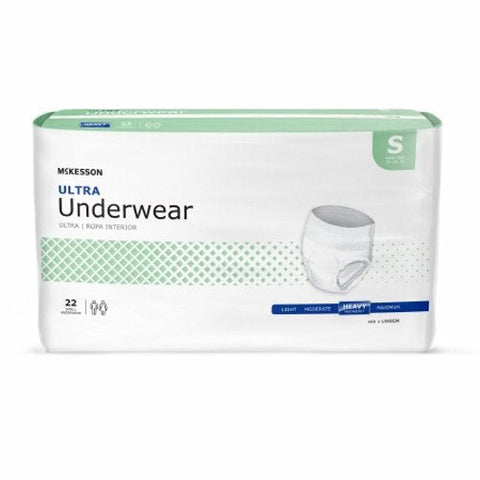 McKesson, Unisex Adult Absorbent Underwear Ultra Pull On with Tear Away Seams Small Disposable Heavy Absorbency, Count of 4 McKesson