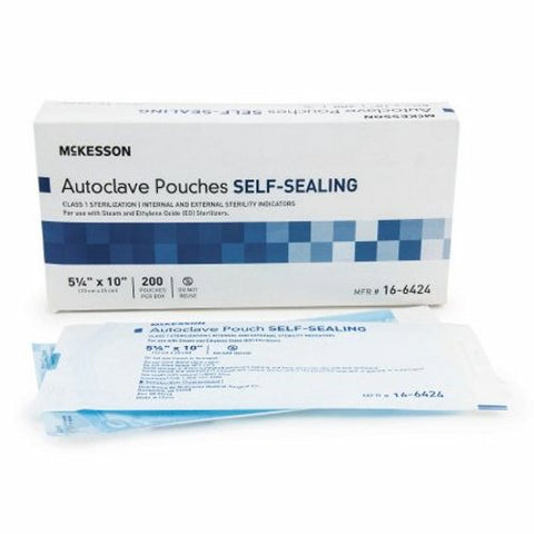 McKesson, Sterilization Pouch Ethylene Oxide Gas / Steam 5-1/4 X 10 Inch Transparent 16-6424, Case Of 10