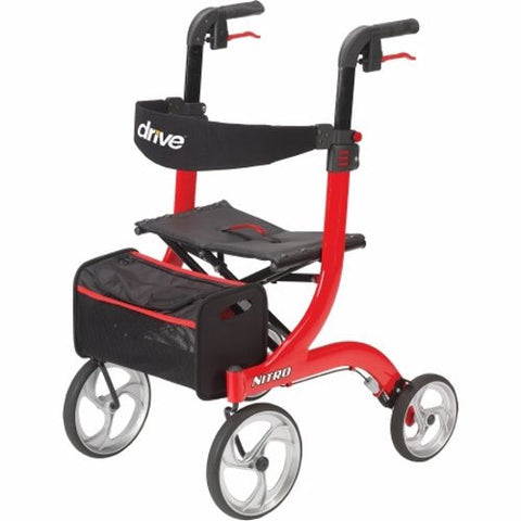 Drive Medical, 4 Wheel Rollator drive Nitro Red Adjustable Height Aluminum Frame, Count of 1 Drive Medical