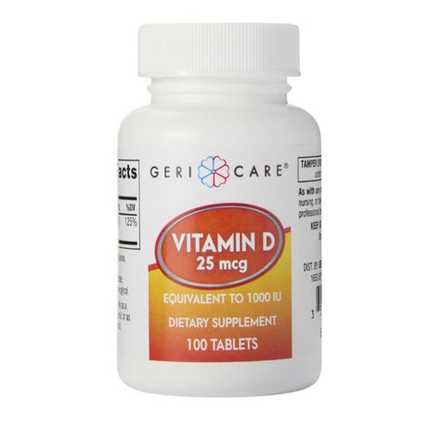 Vitamin Supplement Geri-Care  Vitamin D3 1000 IU Strength Tablet 100 per Bottle 100 Tablets by McKesson