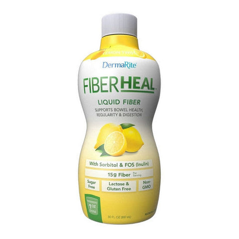 DermaRite, Oral Protein Supplement FiberHeal Lemon Twist Flavor 30 oz. Container Bottle Ready to Use, Count of 6 DermaRite