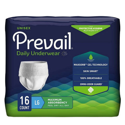 First Quality, Unisex Adult Absorbent Underwear Prevail  Pull On with Tear Away Seams Large Disposable Heavy Absorb, Pack Of 16 First Quality